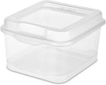 Sterilite Square Small FlipTop, Clear Plastic Storage Box, 48-Pack