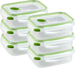 Sterilite Ultra-Seal 3.1 Cup Rectangle, Airtight Food Storage Container, Latching Lid, Microwave and Dishwasher Safe, Clear With Green Gasket, 6-Pack