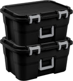 Sterilite Footlocker Tote, Plastic Storage Trunk, Black, 14 Gal, 2-Pack