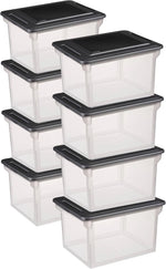 Sterilite File Box Tote with Lids for Letter and Legal Folders, 8-Pack