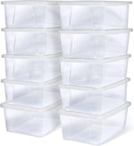 HOMZ Clear Plastic Storage Bins w/Snaplock Lids, 6 Qt, White, 10 Pack