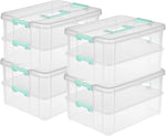 Sterilite Stack & Carry 2-Layer Handle Storage Box with Lids, 4-Pack