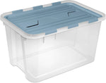 SteriliteHinged Lid Storage Box Plastic Container, 60 Quart, 18-Pack