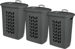 Sterilite Ultra Wheeled Hamper, Laundry Basket w/Flip-Top Lid, 3-Pack