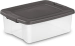 Sterilite 18-Pack Plastic Storage Bins w/ Lids, Shelf Totes Clear Containers, 25 Qt, Gray