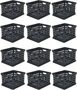 Sterilite Storage Crate Bin File Organizer for Home & Office,Black, 12-Pack
