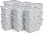 Sterilite 18 Pack 30 Gallon Plastic Tote Storage Container with Lid, Cement