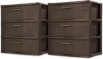 Sterilite Wide 3 Drawer Storage Organizer Tower, Weave - Espresso, 2 Pack