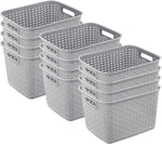 Sterilite Tall Weave Basket Bin for Clothing and Laundry Storage, 12-Pack