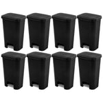 Sterilite Rectangular Step On Kitchen Wastebasket, 11.9 Gal, Black, 8-Pack