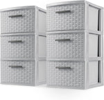 Sterilite Wide 3 Drawer Storage Organizer Tower, Cement, 2 Pack