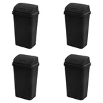 Sterilite Swing Top Wastebasket, Trash Can, 13 Gallon, Black, 4-Pack