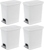 Sterilite Step On Wastebasket, Kitchen Trash Bin, White, 2.7 Gal, 4-Pack