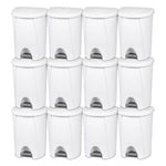 Sterilite 12 Pack 6.6 Gallon StepOn Wastebasket Hands Free Trash Can, Black