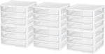 Sterilite Wide 3-Drawer Storage Unit for Bedroom and Dresser, 6-Pack
