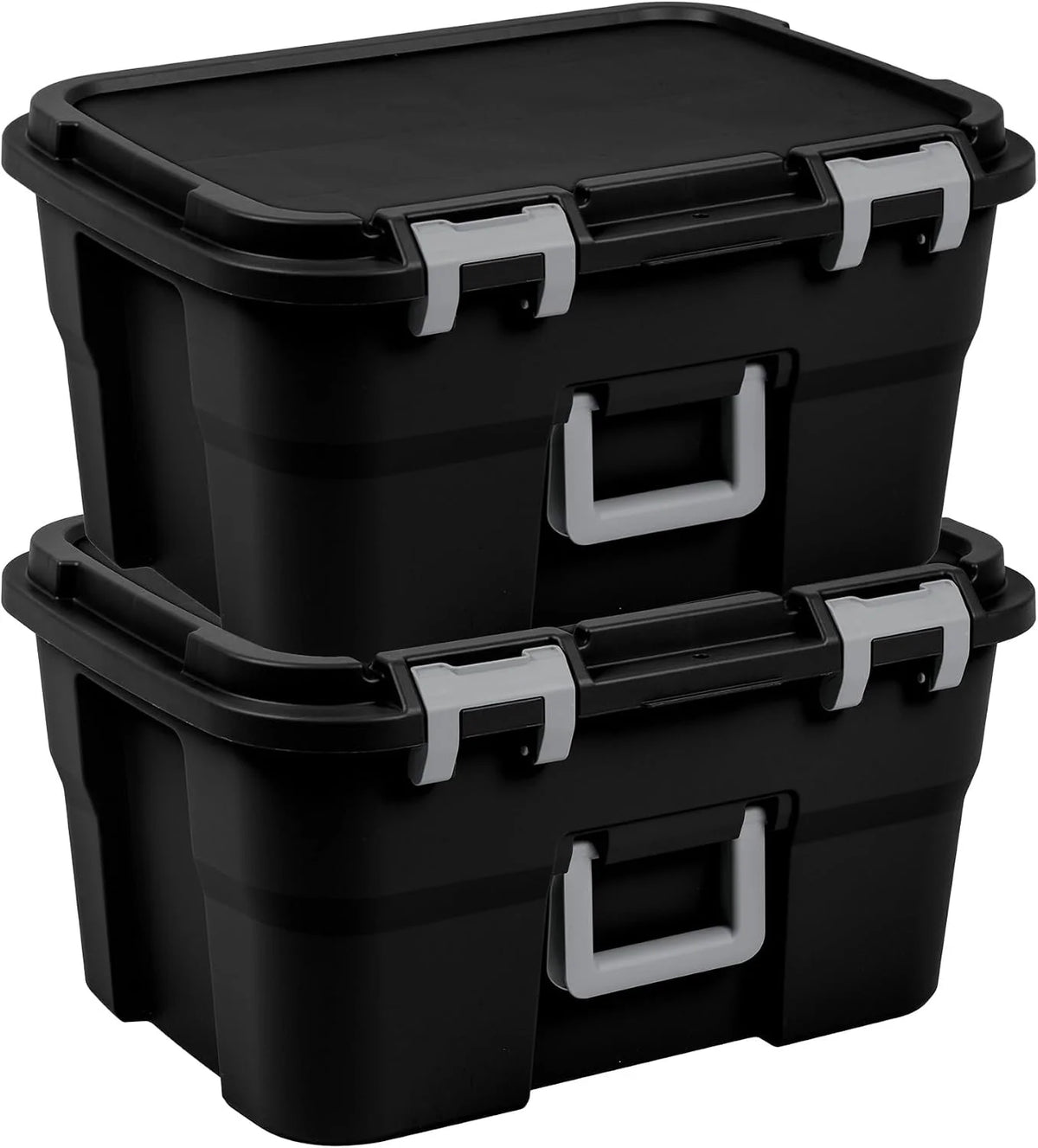 Sterilite Footlocker Tote, Plastic Storage Trunk, Black, 14 Gal, 2-Pack