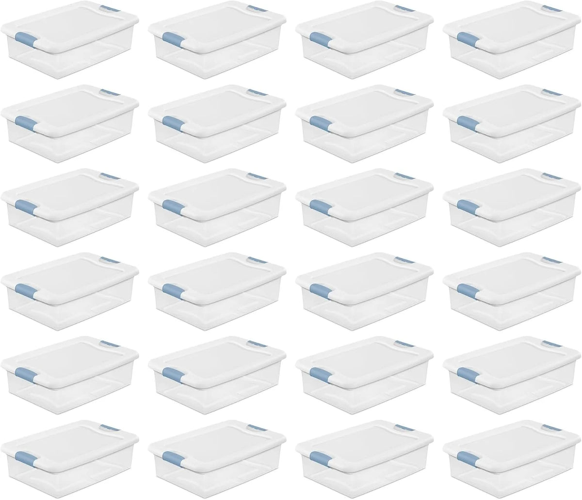 Sterilite Latching Box with Lids for Home and Office, 32 Quart, 24-Pack
