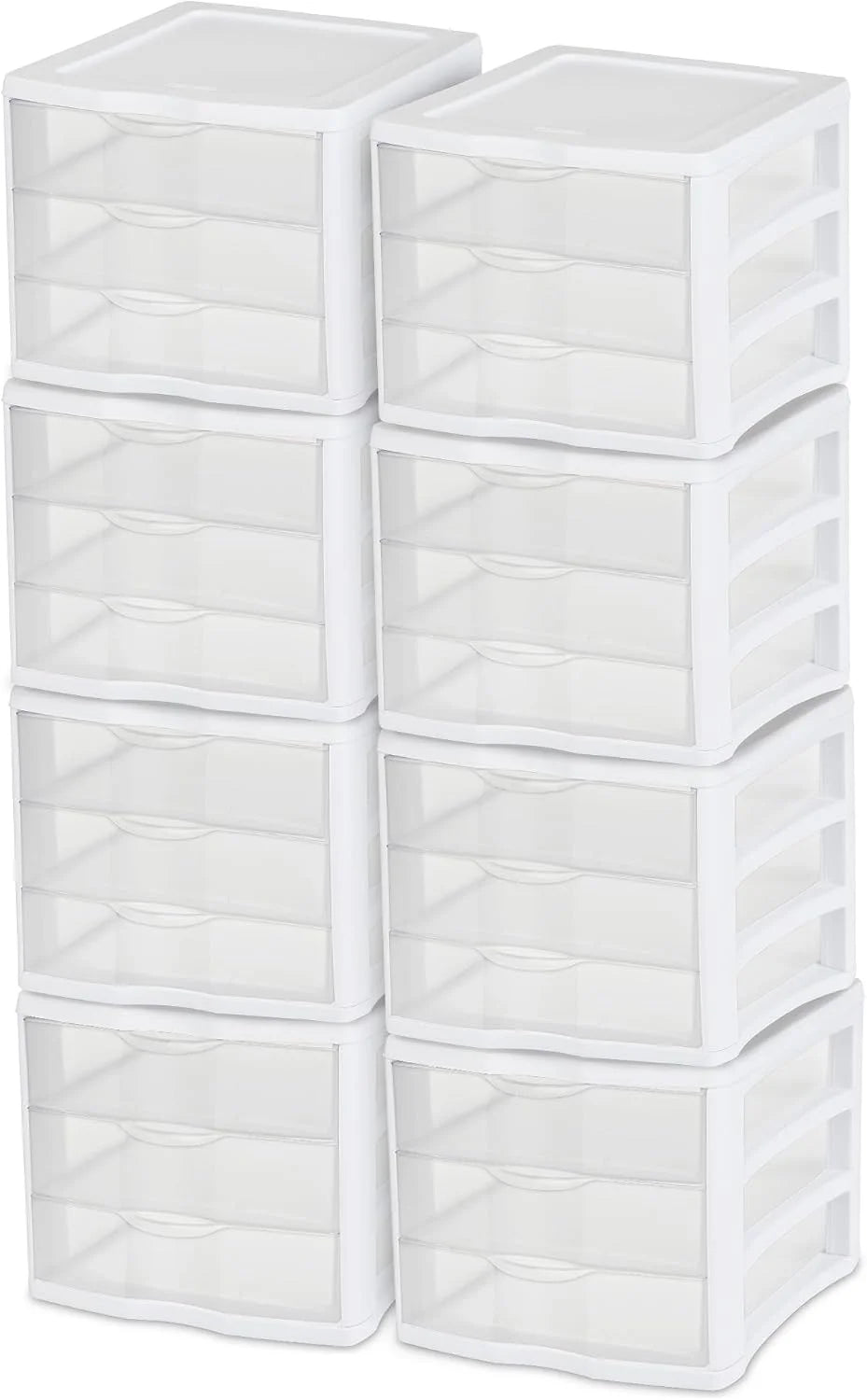 Sterilite Wide 3-Drawer Storage Unit for Bedroom and Dresser, 8-Pack