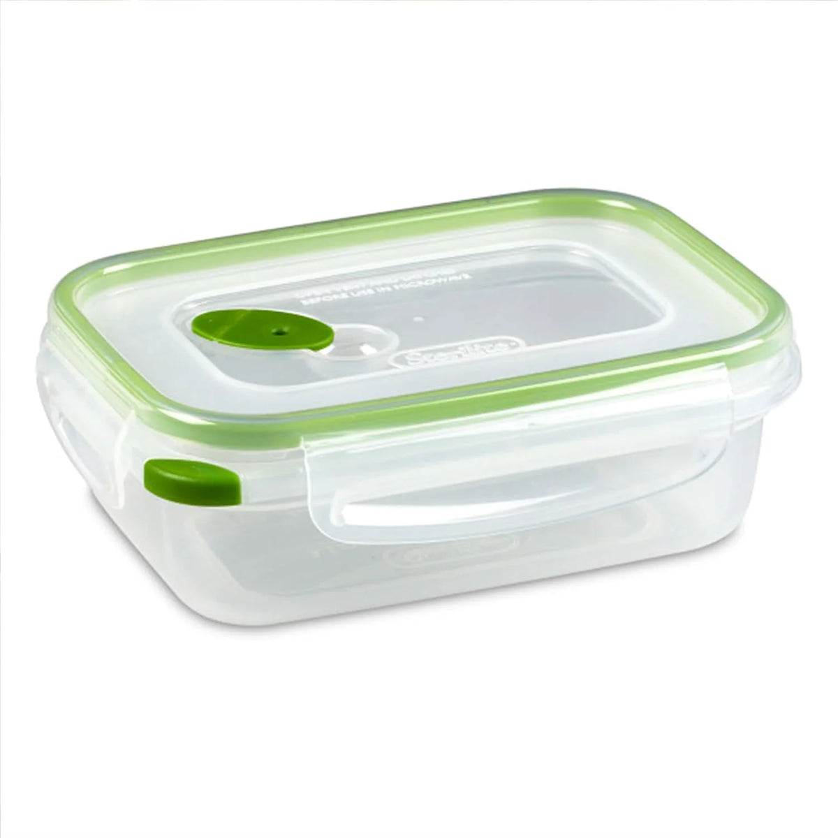 Sterilite Ultra-Seal 3.1 Cup Rectangle, Airtight Food Storage Container, Latching Lid, Microwave and Dishwasher Safe, Clear With Green Gasket, 6-Pack