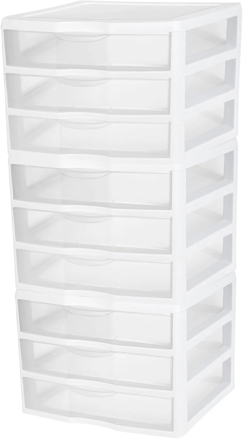 Sterilite Wide 3-Drawer Storage Unit for Bedroom and Dresser, 3-Pack