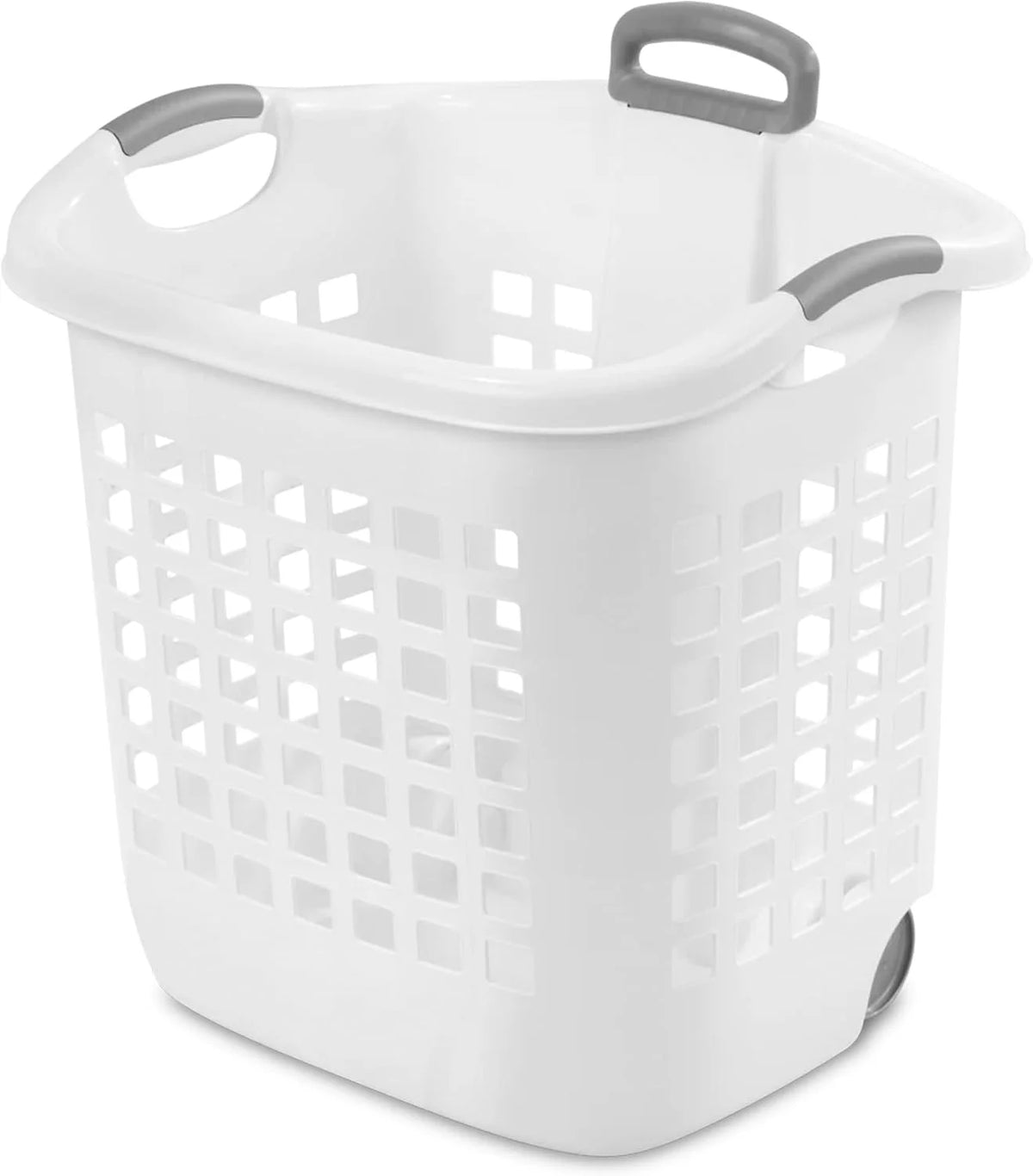Sterilite 8 Pack Ultra Wheeled Laundry Basket, 1.75 Bushel Hamper, White