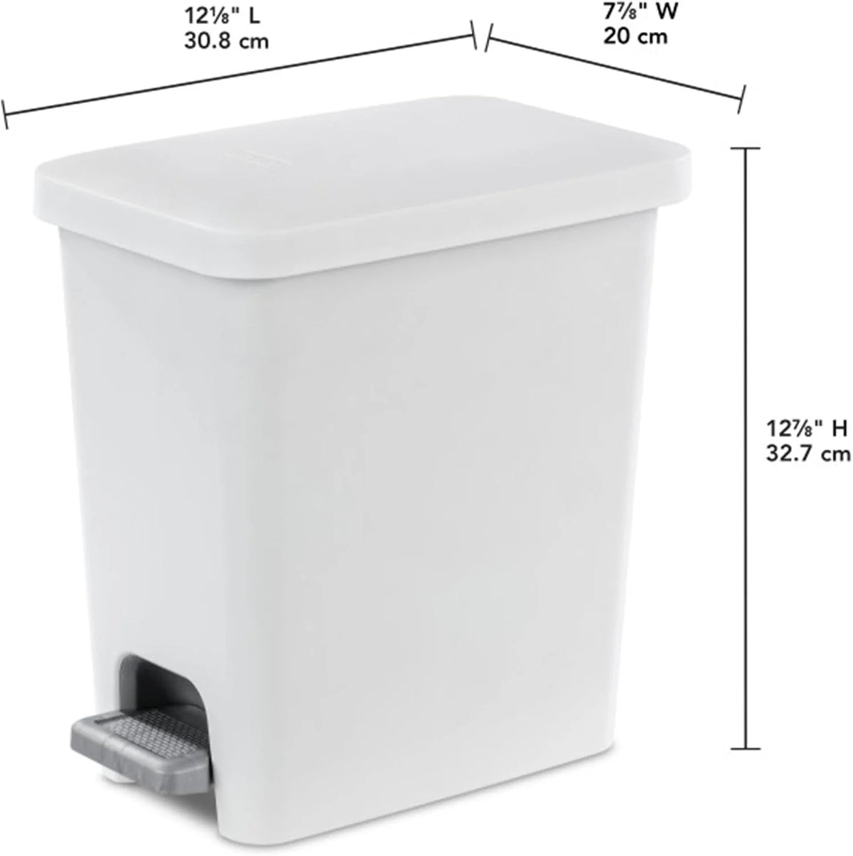 Sterilite Step On Wastebasket, Kitchen Trash Bin, White, 2.7 Gal, 4-Pack