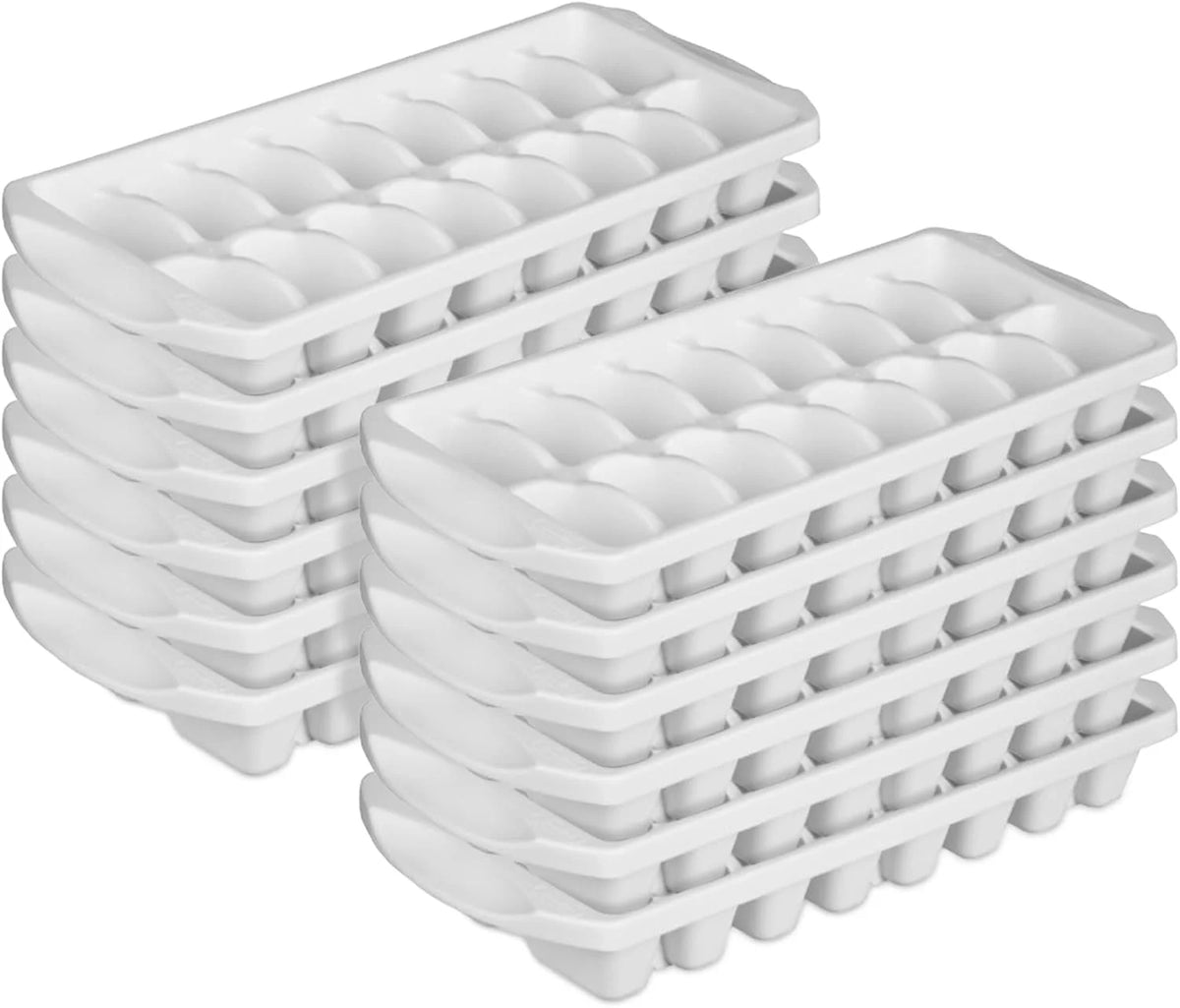 Sterilite Stacking Ice Cube Mold Trays for Home and Kitchen, White, 12-Pack