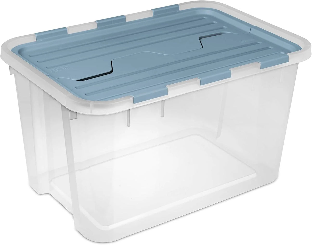 SteriliteHinged Lid Storage Box Plastic Container, 60 Quart, 18-Pack