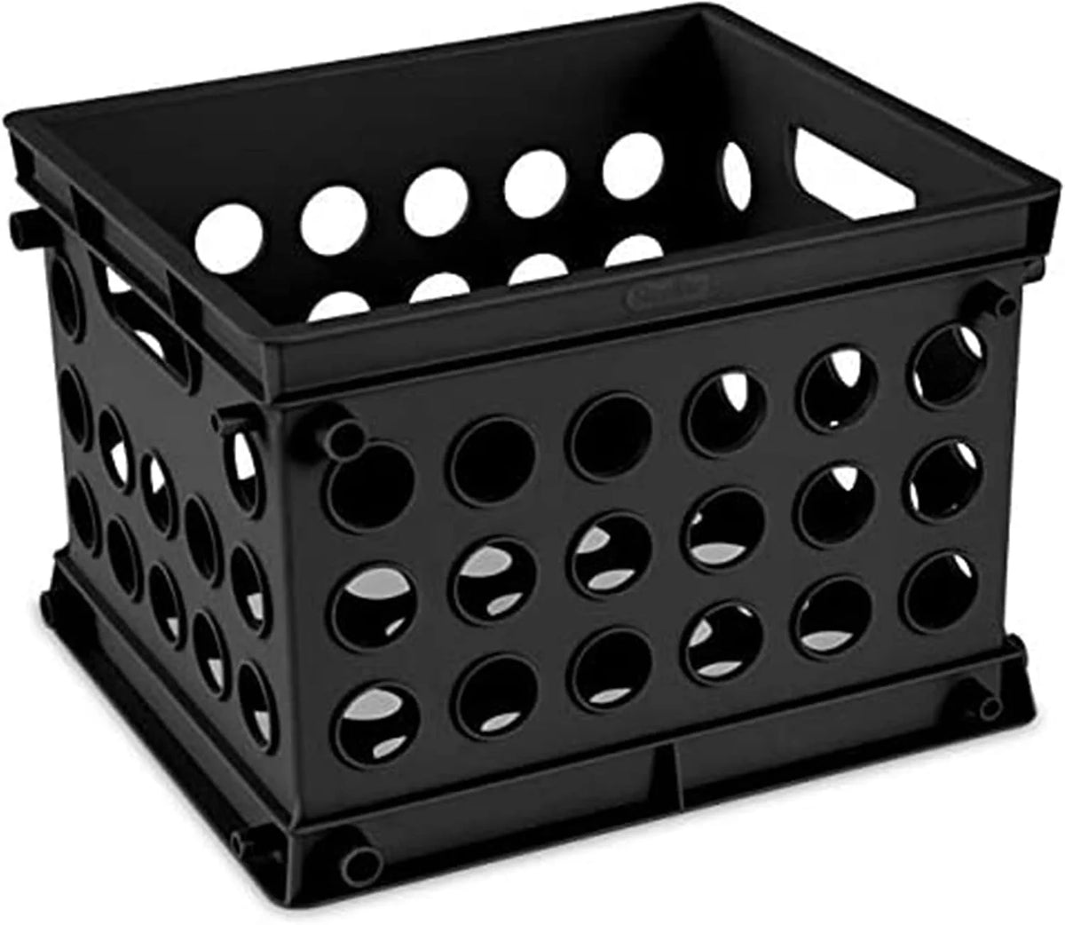 Sterilite Mini Crate, Stackable Storage Bin with Handles, Black, 36-Pack