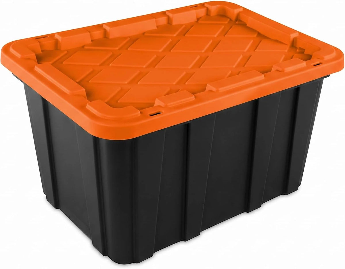 Sterilite 24 Pack 27 Gal Industrial Storage Tote with Snap Fit Lids, Orange
