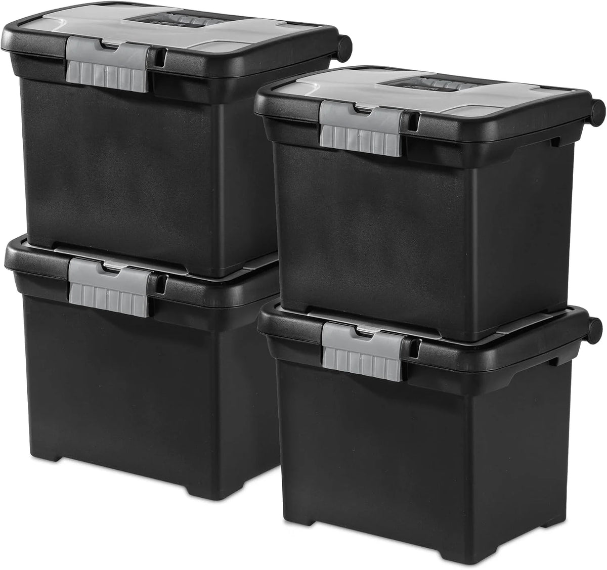 Sterilite Portable File Box, Letter File Storage Bin with Handle, 4 Pack
