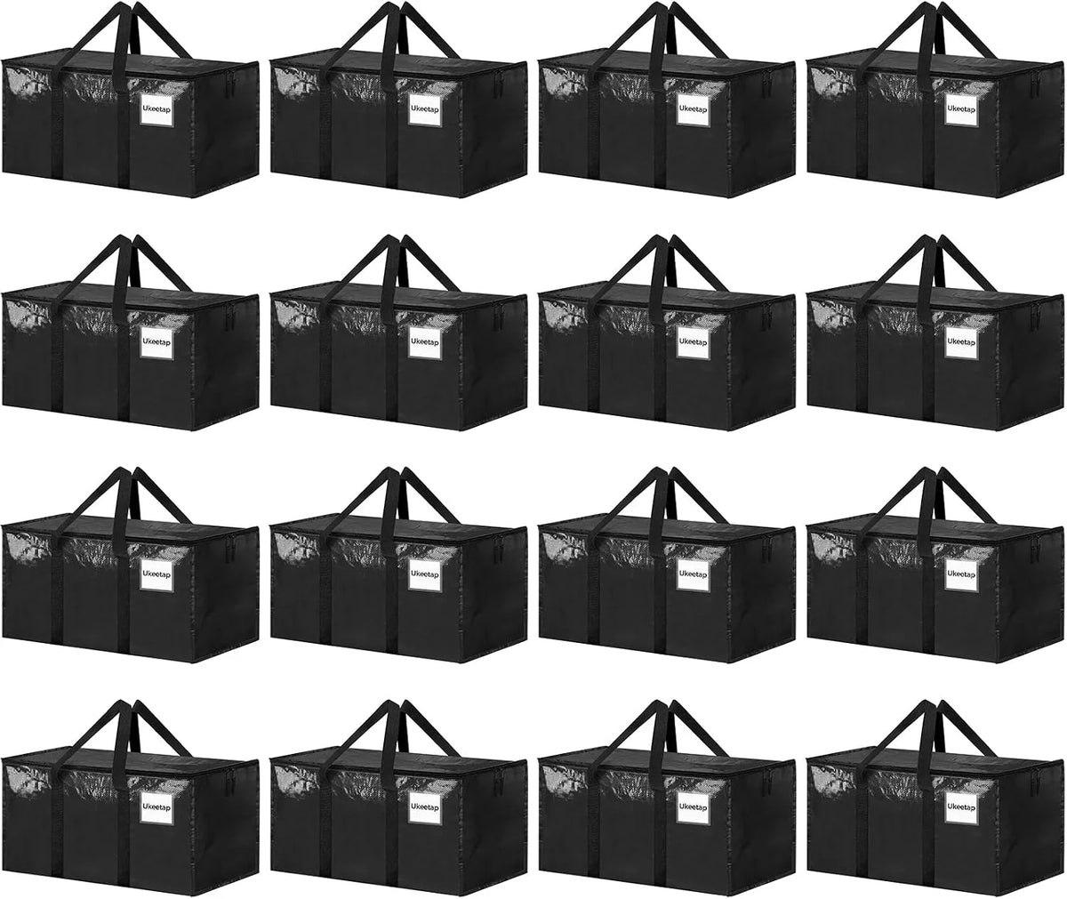 ukeetap 16 Pack Extra Large Clothes Storage Bins with Lids, Black