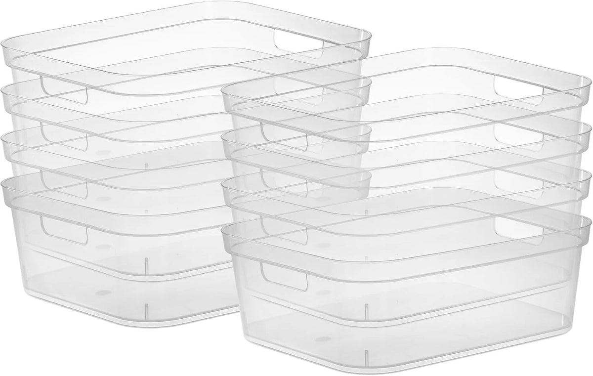 Sterilite Medium Storage Bin, Clear Plastic Organizing Container, 8-Pack