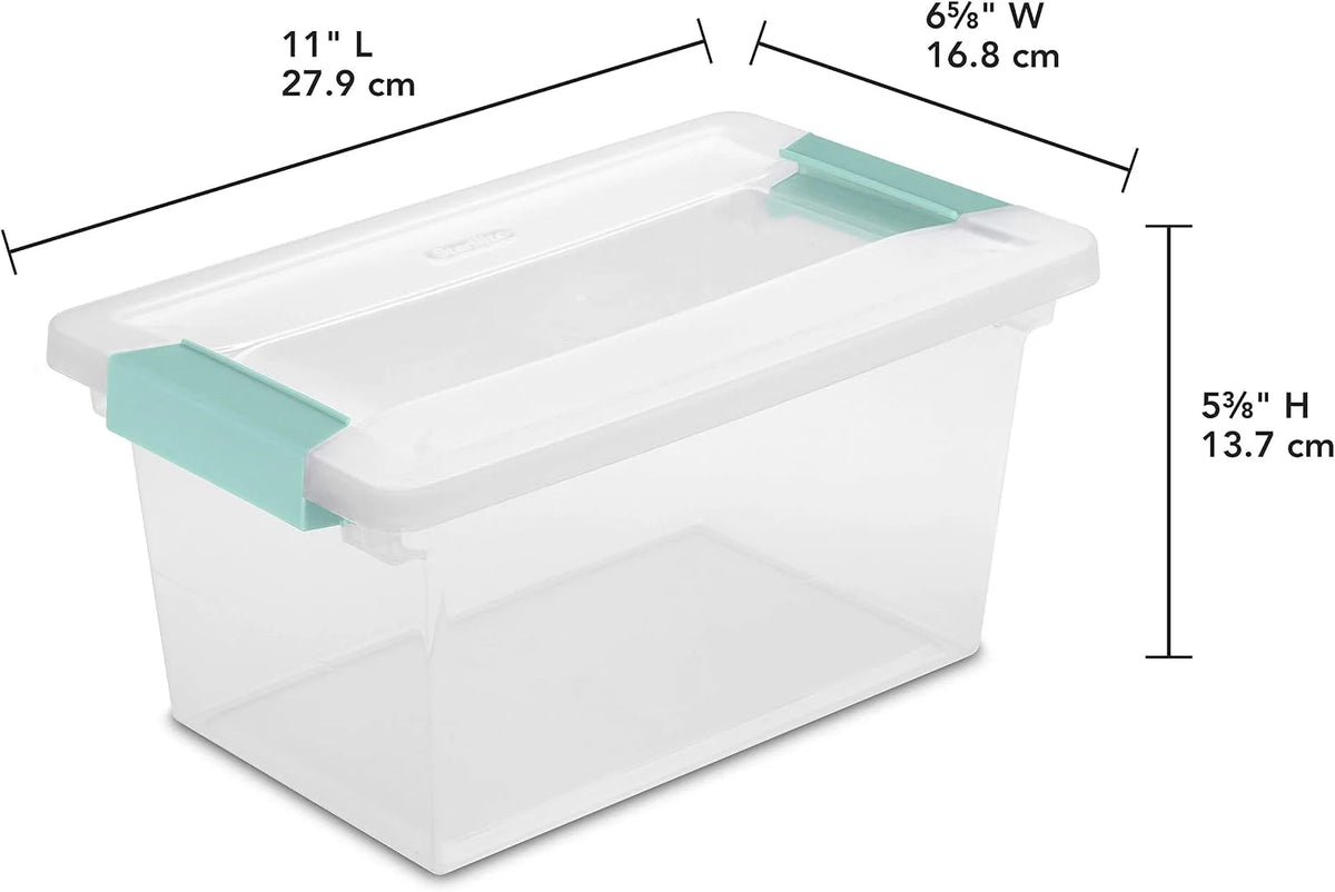 Sterilite Medium Clip Box, Clear Storage Bin with Latching Lid, 4 Pack