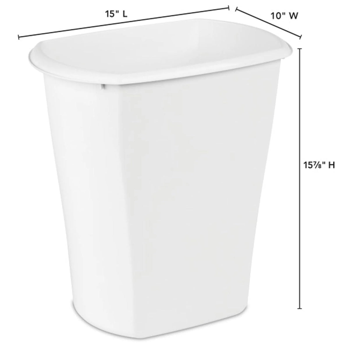 Sterilite 5.5 Gallon Rectangular Wastebasket, Open-top, Medium Sized Trash Can for the Bathroom, Bedroom, or Office, White, 12-Pack