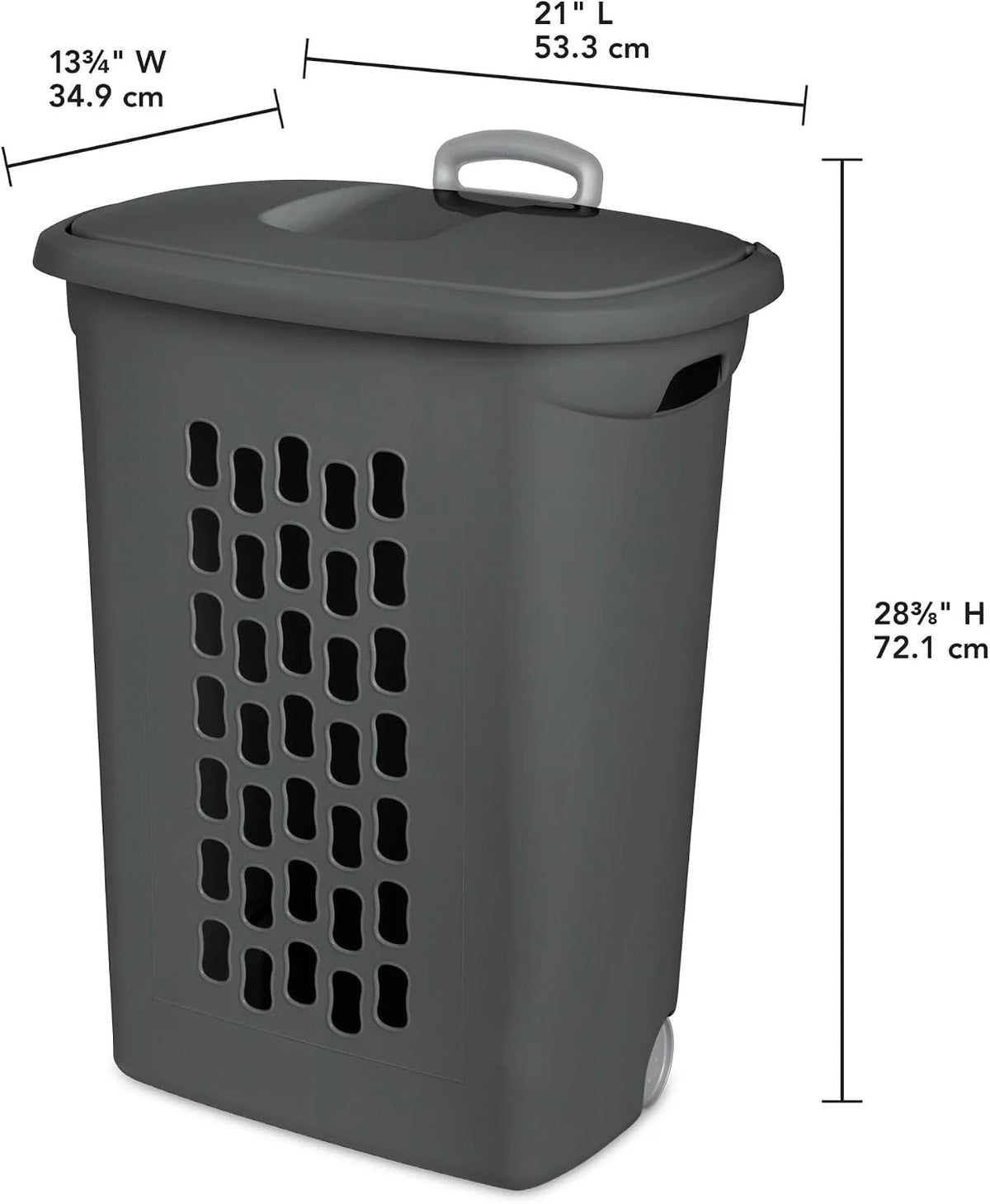Sterilite Ultra Wheeled Hamper, Laundry Basket w/Flip-Top Lid, 3-Pack