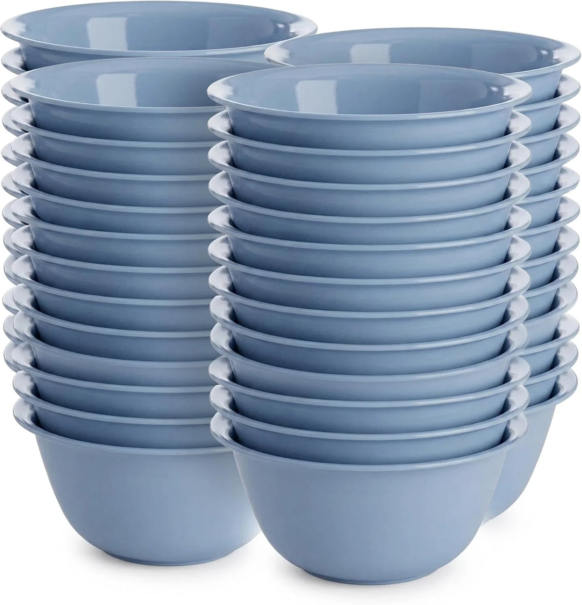 Sterilite 48 Pack Plastic 6 Quart Bowl for Serving & Food Prep, Washed Blue