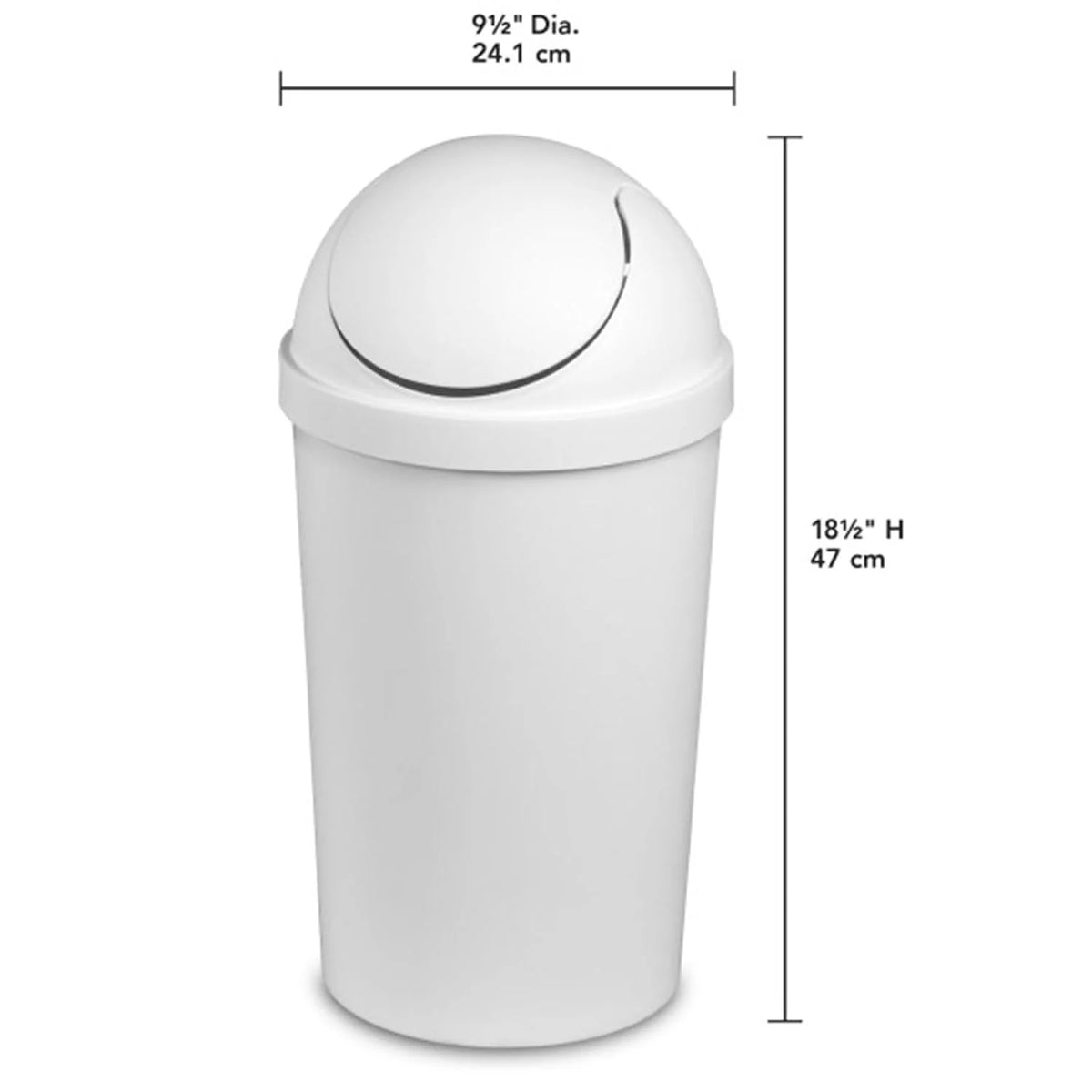 Sterilite Swing Top Wastebasket, Trash Can, 3 Gallon, White, 12-Pack