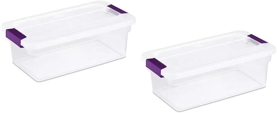 Sterilite 6 Quart ClearView LatchTM with Sweet Plum Handles, Pack Of 2 Containers