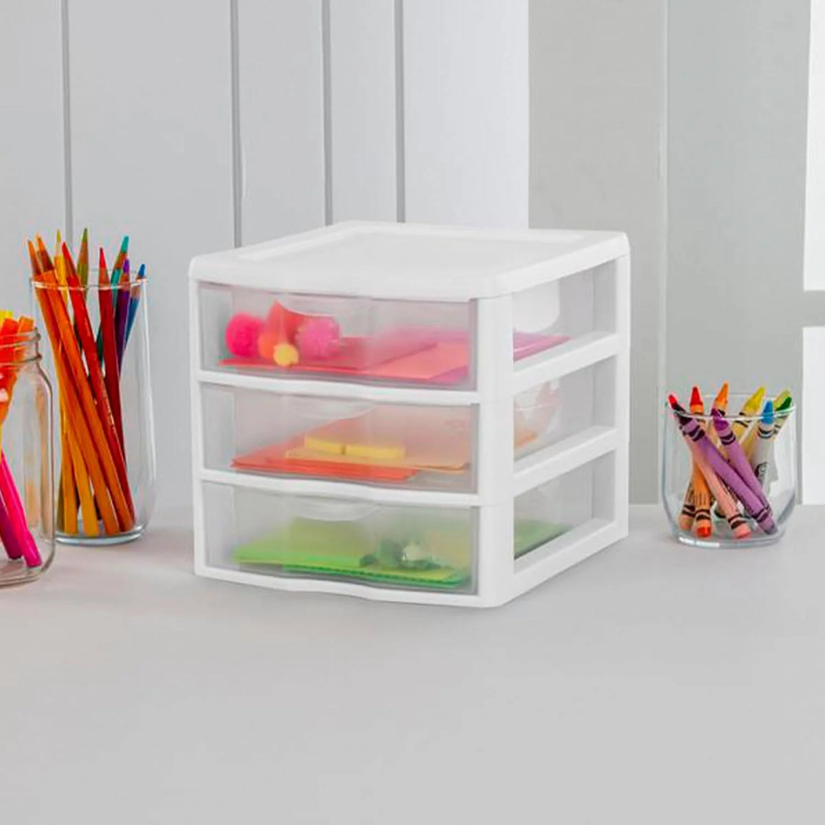 Sterilite Clearview 3-Drawer Cart Small Plastic Storage Organizer, 12-Pack