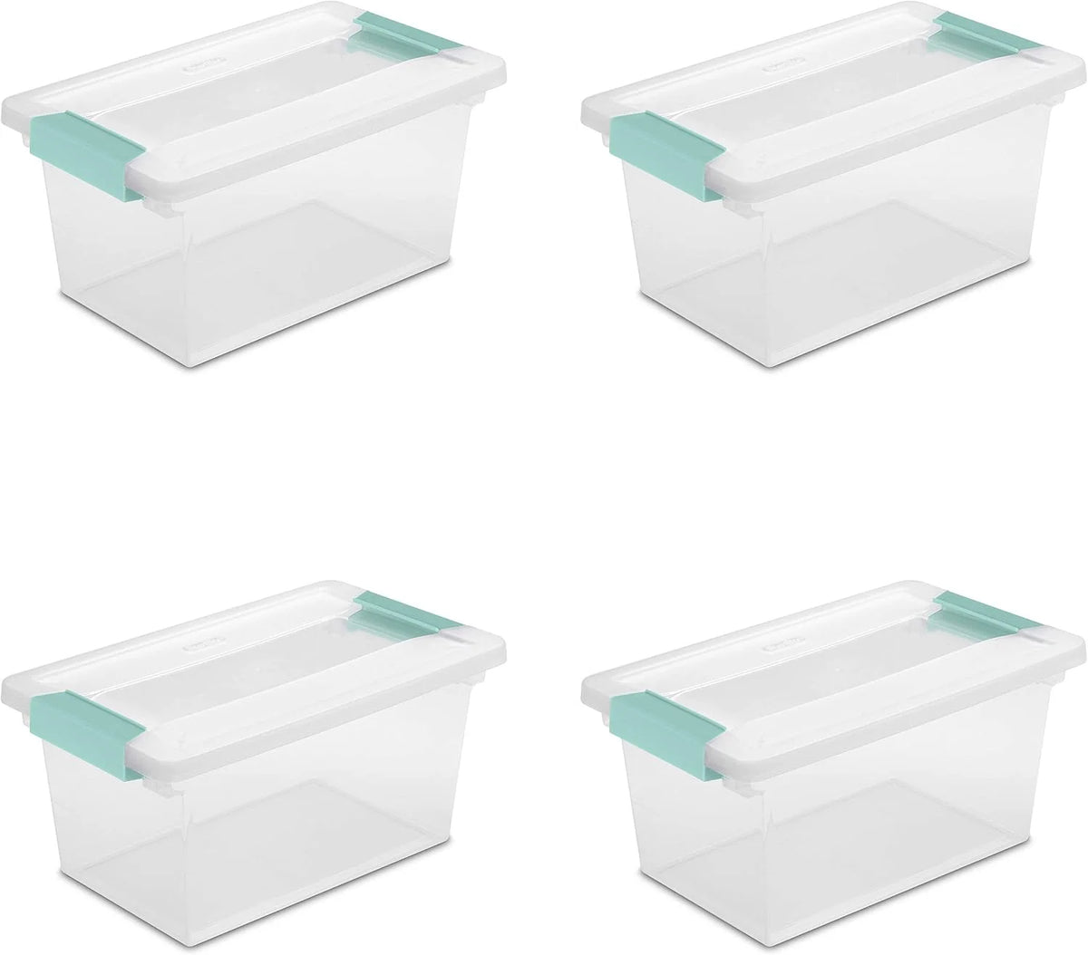 Sterilite Medium Clip Box, Clear Storage Bin with Latching Lid, 4 Pack