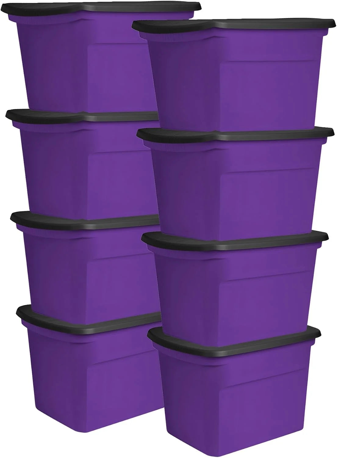 Sterilite Tote, Plastic Storage Bins with Snap Lids, 18 Gallon, 8-Pack