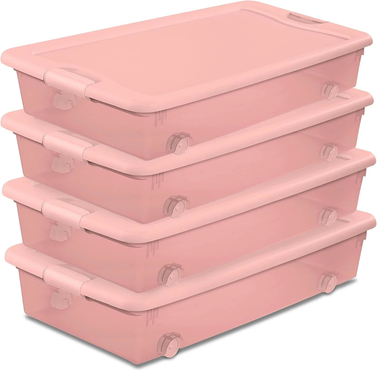 Sterilite Wheeled Latching Box w/Lids for Home & Office, 56 Quart, 4-Pack