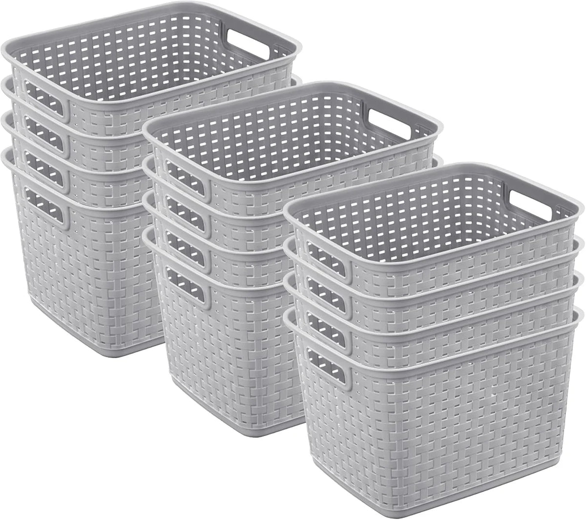 Sterilite Tall Weave Basket Bin for Clothing and Laundry Storage, 12-Pack