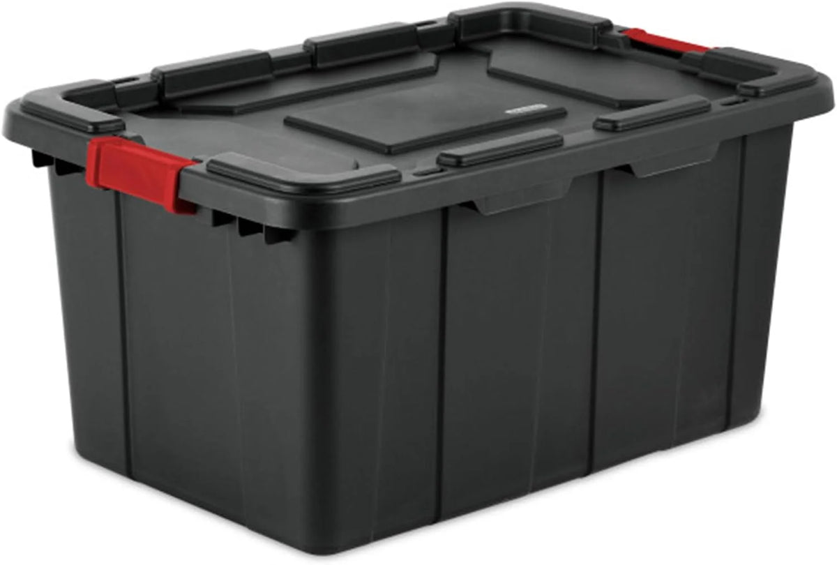 Sterilite Industrial Storage Tote with Lids for Garage, 27 Gallon, 4-Pack