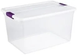 Sterilite 15 Quart ClearView Latch Storage Container With Sweet Plum Handles