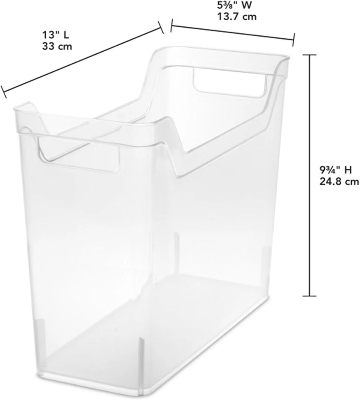 Sterilite Narrow Shelf Bin, Clear Plastic Open Top Storage Basket, 12-Pack