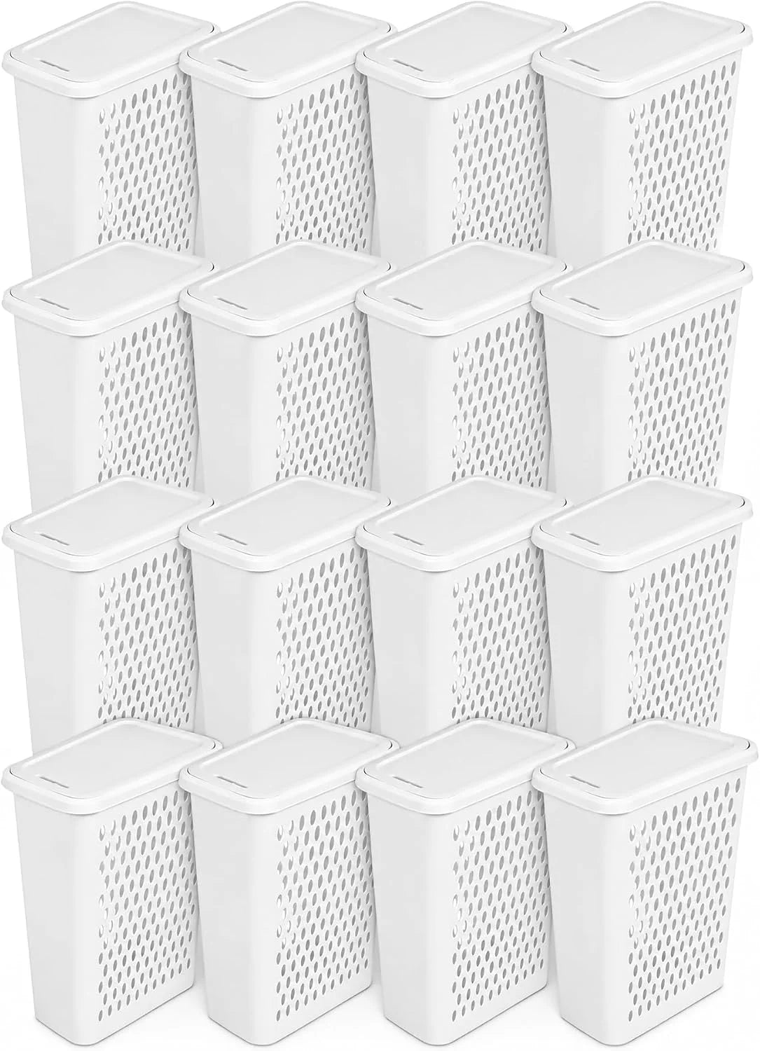 Sterilite 16 Pack Slim Laundry Hamper, 1.75 Bushel Basket with Lid, White