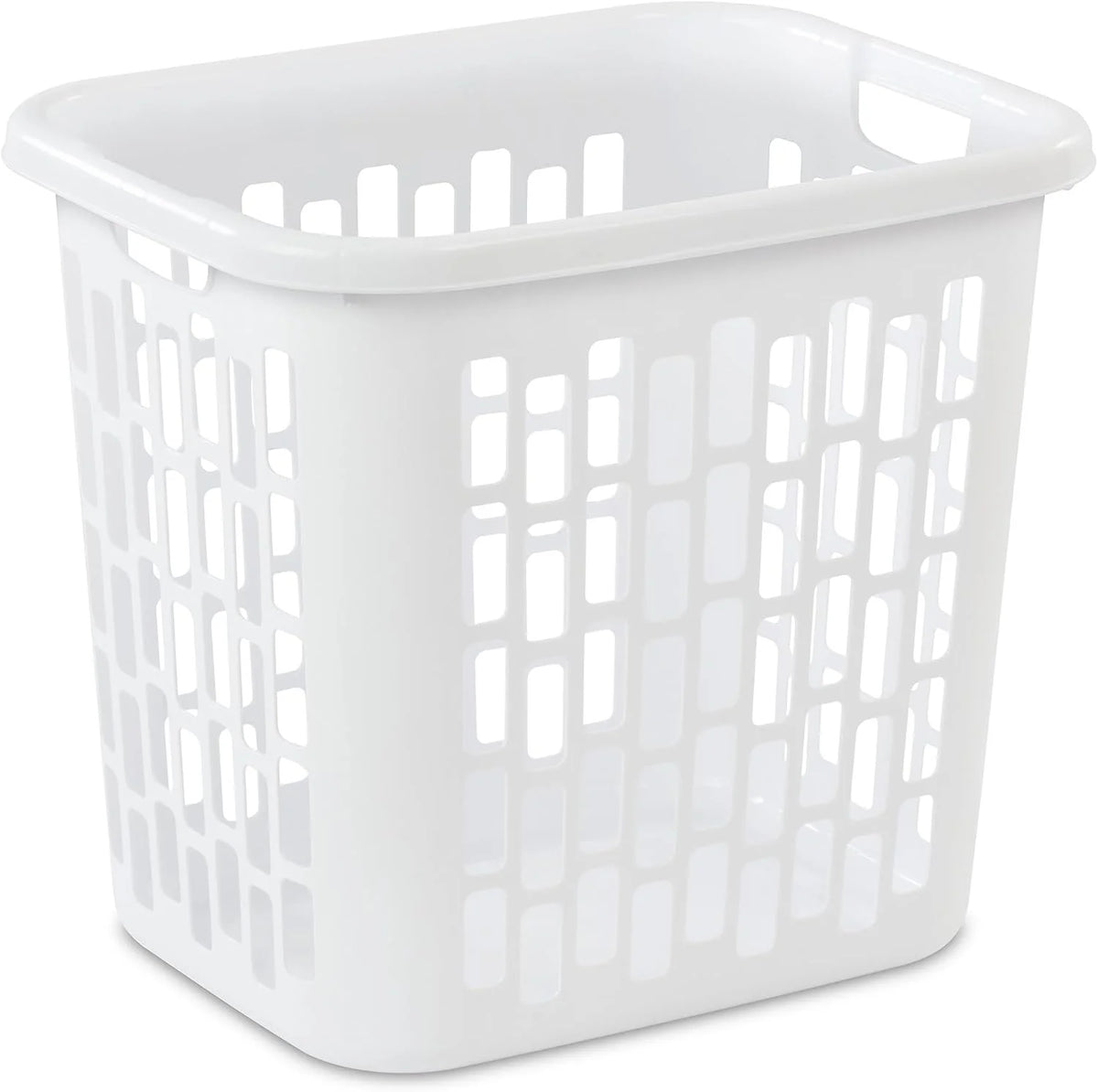 Sterilite Easy Carry Laundry Hamper, Ventilation Holes and Handles to Carry Clothes Between The Laundry Room and Bedroom, Plastic, White, 4-Pack