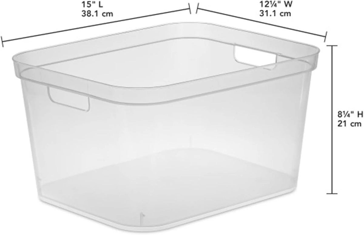 Sterilite Tall Storage Bin, Clear Plastic Organizing Container, 12-Pack